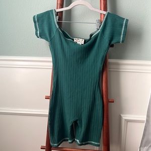 Teal Ribbed Jumpsuit